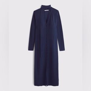 Abercrombie x Kathleen Post Scarf Duster Midi Sweater Dress in Dark Indigo